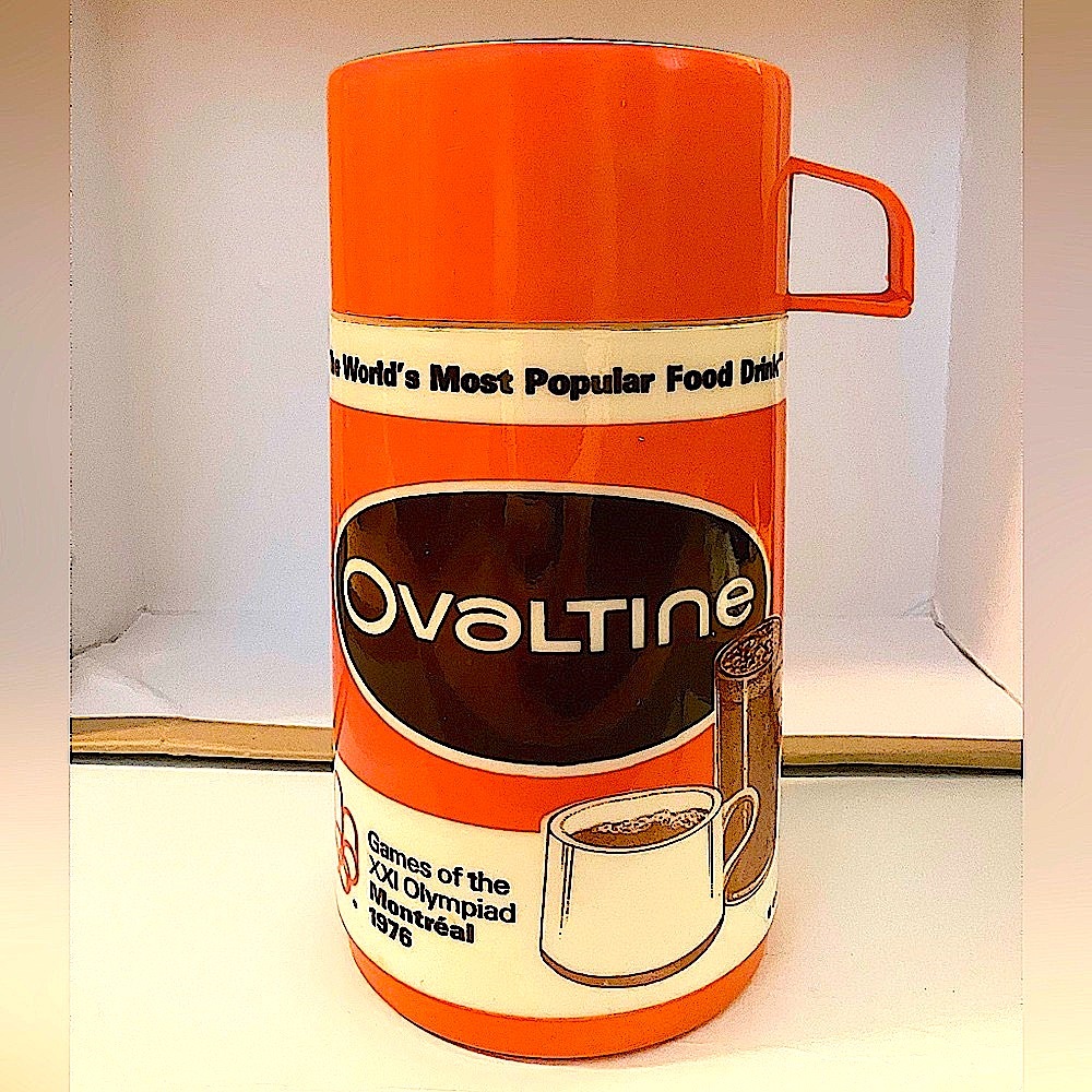 Vintage 1972 Ovaltine thermos, Aladdin brand
